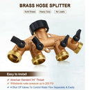 Hose Splitter 3/4 Inch, Solid Brass Pipe Connector,Garden Hose Distributor