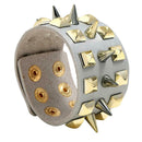Punk Style Bracelet Cowhide Leather Rivet Cuff Bangle Men Jewelry (Grey)