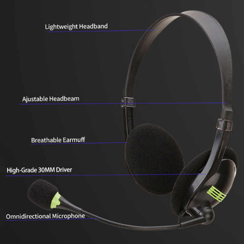 USB Headphone Noise Cancelling Earpiece Headset + Microphone For Skype Laptop