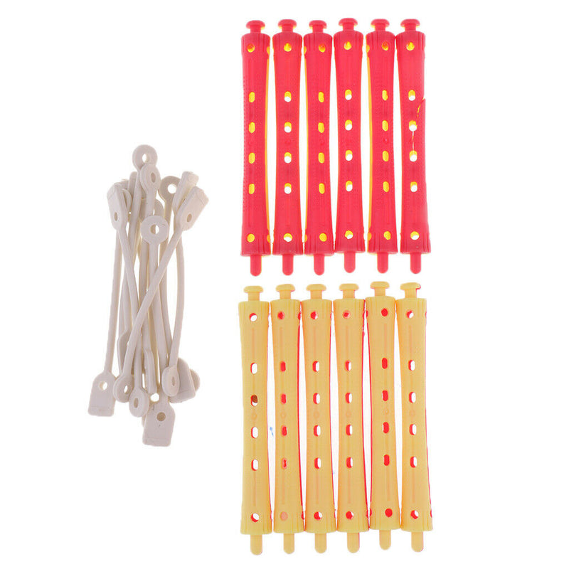 24 Pieces Salon Perm Rods Hair Roller With Rubber Band Curling Hairdressing