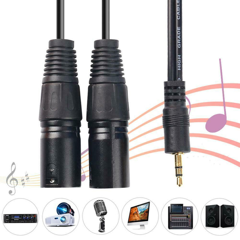3.5mm Stereo Male to Dual XLR Male Splitter Cable Mixer AUX Adapter Cord