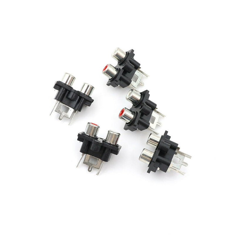 5Pcs 2 RCA Female Outlet AV Concentric Socket Connector  Z