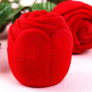 Rose Flower Flocking Ring Box Holder Wedding Valentine Gift Jewelry Packing Case