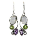 Sliver Plated Crystal Rainbow Moonstone Drop Dangle Hook Earrings Studs JeweJ3C