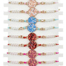 12Pcs/Sets Sequins Round Charms Bracelets Women Girl Braided Adjustable Rop