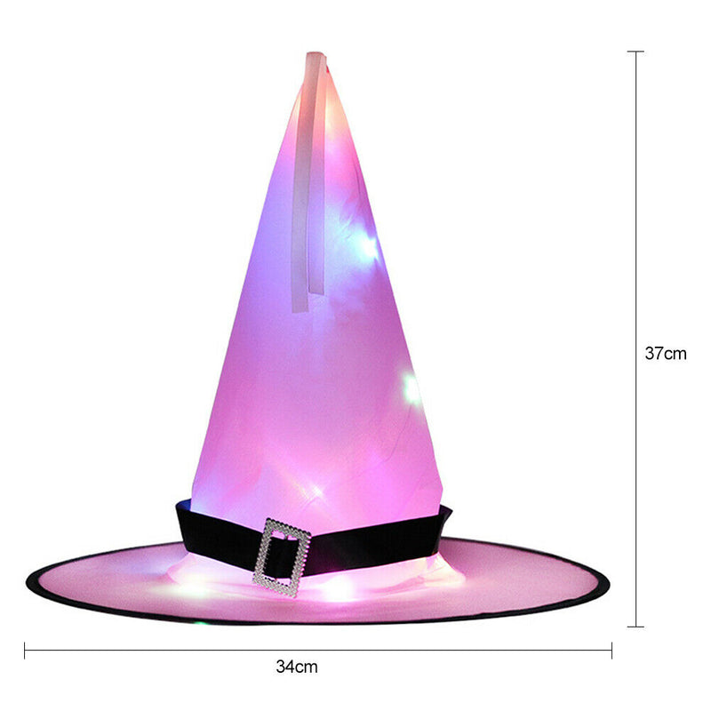 8pcs  LED Luminous Witch Wizard Cap Halloween Glowing Witch Hat Party Decoration