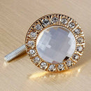 1pcs Crystal Glass Clear Round Pull Handle Glittering Rhinestone Knob for C S8F3