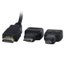 3in 1 HDMI to Mini Micro HDMI V1.4 Adapter Converter 1.5m Cable 1080P Trendy
