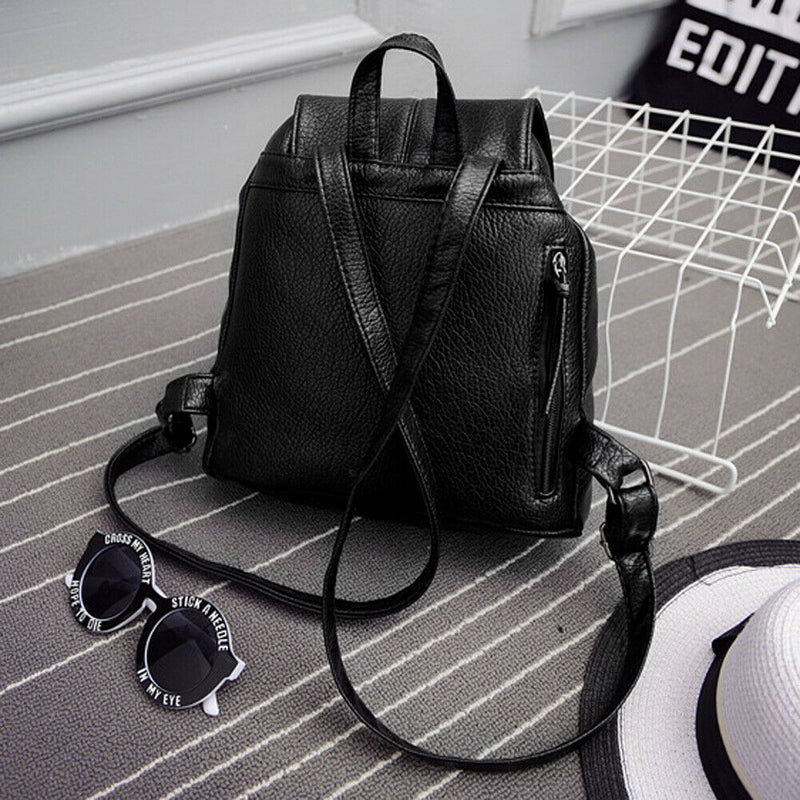 Leisure PU Leather Multi-Function Women Travel Backpack Schoolbag