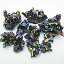 Natural Crystal Aura Quartz Amethyst Rainbow Titanium Specimen Cluster Stone 1PC