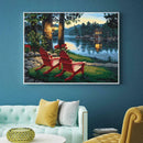 5D DIY Full Drill Diamond Painting Lakeside Chair Cross Stitch Mosaic Kits
