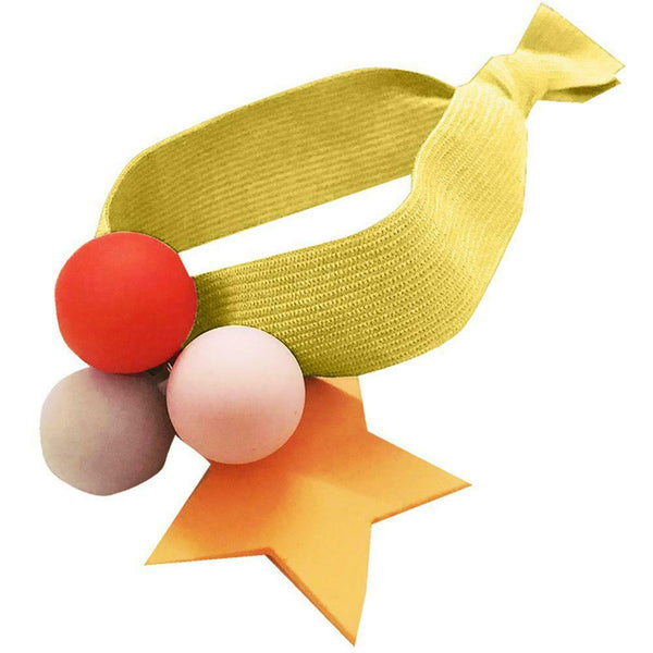 Star Pompom Hair Rope Women Ponytail Holder Elastic Rubber Bands (Yellow) A#S