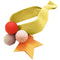 Star Pompom Hair Rope Women Ponytail Holder Elastic Rubber Bands (Yellow) A#S