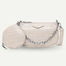 Alligator Leather Handbag Purse Women Sling Crossbody Shoulder Bag (Beige)