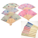 Chinese Folding Silk Pocket Flower Hand Fan Wedding Dance Party Color Random OZ