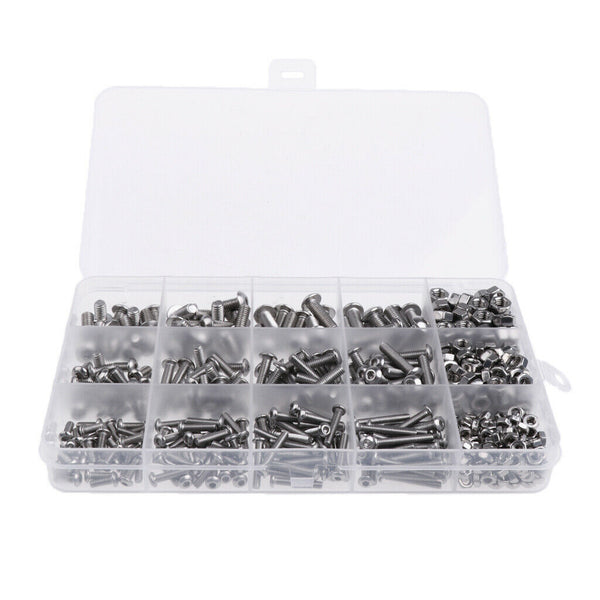 High Quality Stainless Steel Screws Nuts Assortment Set Kit /M3 M4 M5 Hex Socket