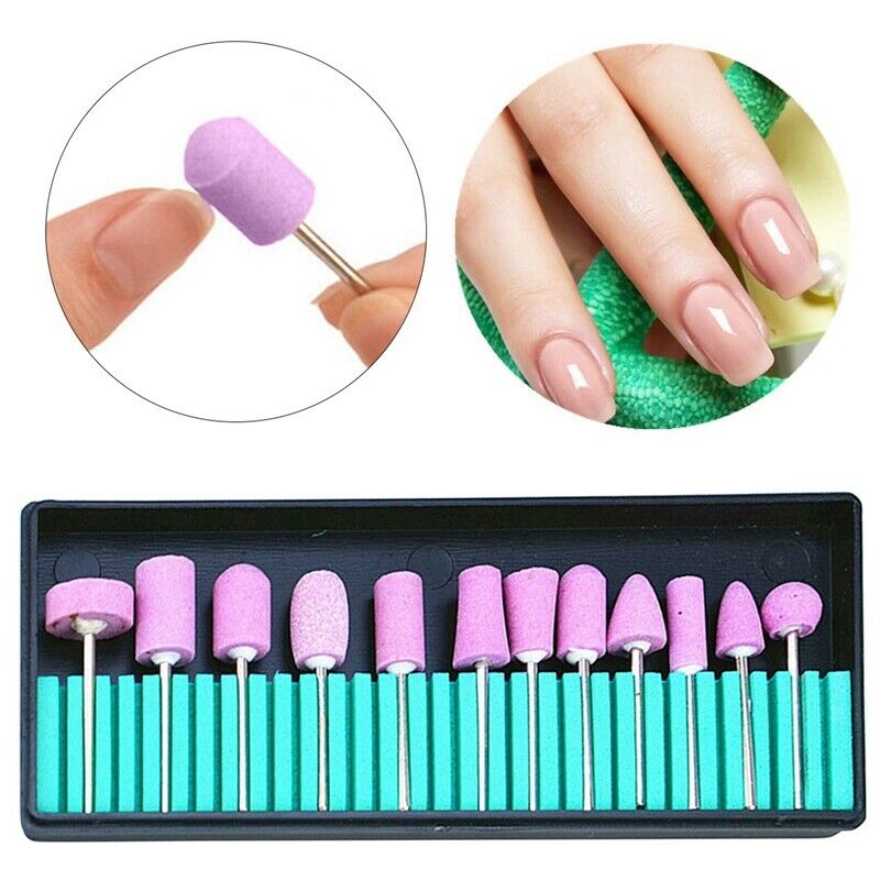 12Pcs/Set Ceramic Electric Machine Drill Bits File Nail Art Polishing Grind H1W5