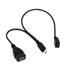 Black 3 in1 Micro USB HUB Male to Female USB 2.0 Charging Host OTG Adapter Cable