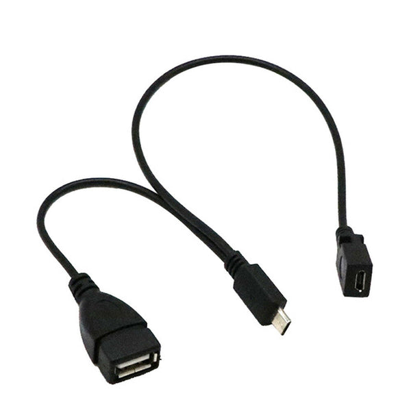 Black 3 in1 Micro USB HUB Male to Female USB 2.0 Charging Host OTG Adapter Cable
