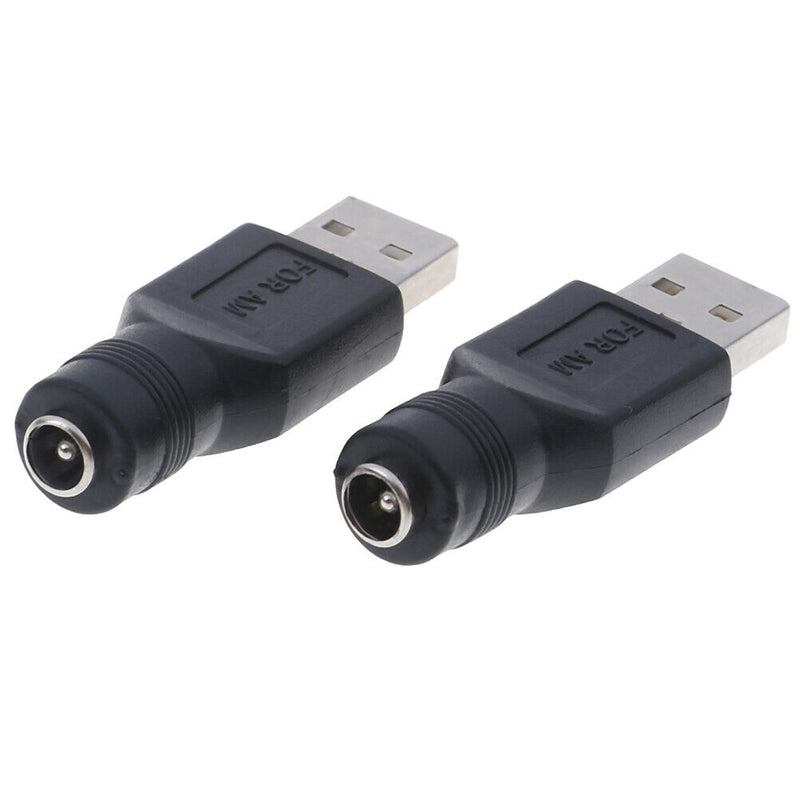 2Pcs USB female to 5.5mm x 2.1mm female DC power converter charger adapter.OZ