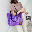 Clear PVC Transparent Shopping Bag Shoulder Handbag Women Totes (Purple)