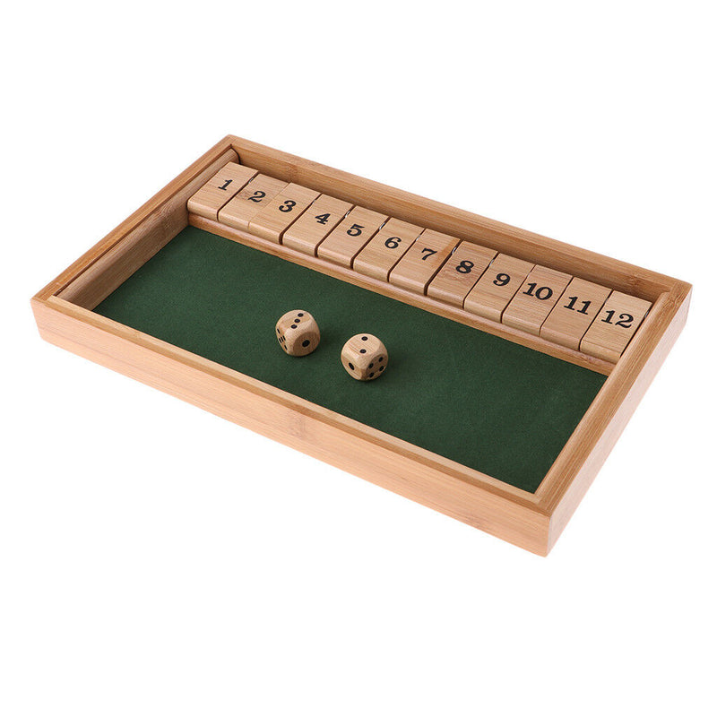 Wood Deluxe 1-12 Number Shut the Box Dice Board Game Entertainment for Club