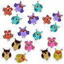 50Pcs Cartoon Owl Animal Wood Sewing Buttons 2 Holes For Kids