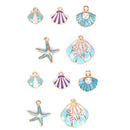 10pcs/lot Enamel Sea Starfish Shell Charms Pendant DIY Jewelry Making Findings