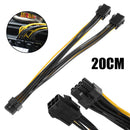 Dual 6 Pin 18AWG Female To Single 8Pin Male PCIe Graphics Cards Power Cable 20cm
