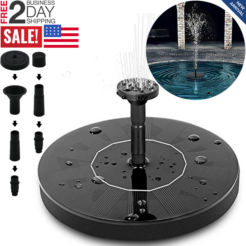 Bird Bath Fountain Solar-Powered Water Pumps Floating Outdoor Pond Garden Patio