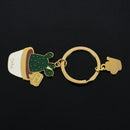 New Cute Potted Plant Cactus Shape Key Ring Keychains Keyrings Chain for Wo