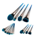7 Gradient Blue Black Diamond Handle Makeup Brush Set Diamond Shaped Flame  G2G2