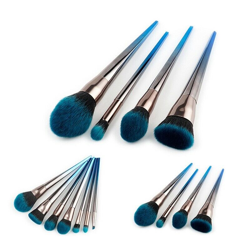 7 Gradient Blue Black Diamond Handle Makeup Brush Set Diamond Shaped Flame  G2G2