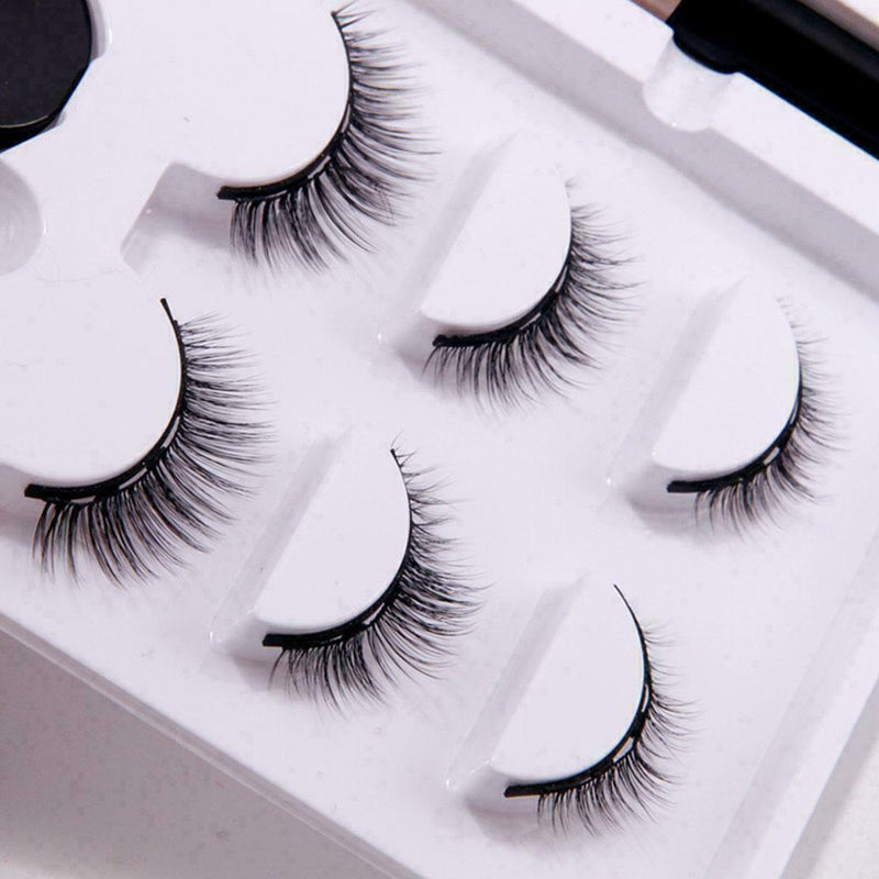 3 Pairs Magnetic False Eyelashes Magnetic Liquid Eyeliner Makeup Magnetic Z9F1