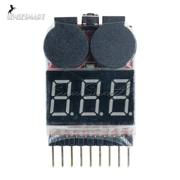 1-8S Lipo/Li-ion/Fe Battery Voltage 2IN1 Tester Low Voltage Buzzer Alarm New