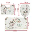 4Pcs Home Bathroom Decor Set Cool White Background Flower Elephant Pattern