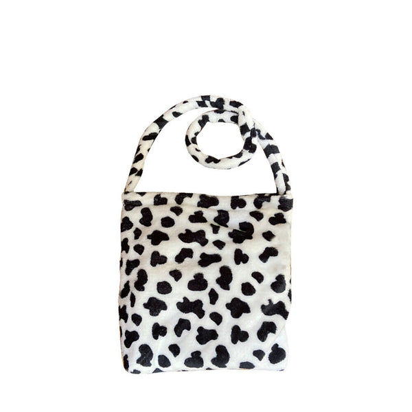 Cow Print Crossbody Bag Plush Women Fashion Big Capacity Shoulder Pouch (2)