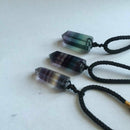 Healing stone Reiki Quartz Pendant Necklace Natural Fluorite Wand Crystal