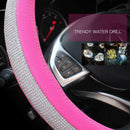 Pink Car Steering Wheel Cover Decor 38cm 15" Bling Rhinestone Diamond Girl Lady