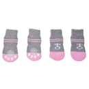 Pink Gray Nonslip Warm Knitted Socks Bootie for Pet Dog