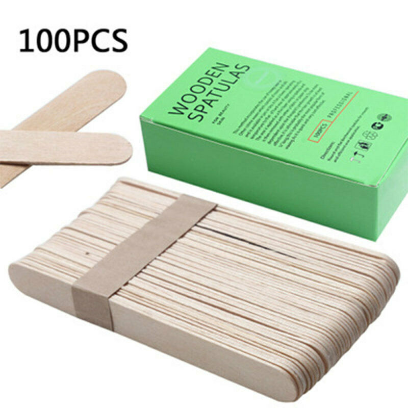 100 PCS Large All Natural Wax Applicator Sticks Eyebrow Nose Hair Removal Ice