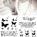 Black Butterfly & Letter Transfer Waterproof Temporary Tattoo Body Art Sticke.ES