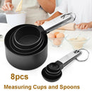 8Pcs/set Stainless Steel Measuring Cups and Spoons Set Kitchen Baking Gadget 3C