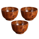 3pcs Natural Healthy Wooden Bowl Soup Noodle Children Fruit Rice Bowl Tableware