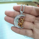 Crystal Moon Pendant Necklace Zircon Pet Dog Choker for Women Jewelry Gift