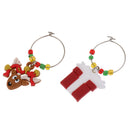6pcs Assorted Christmas Wine Glass Charms Drink Markers Charm Rings Decor