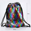 Fashion Reversible Sequin Drawstring Bag Cinch Sack Backpack String Back Pa