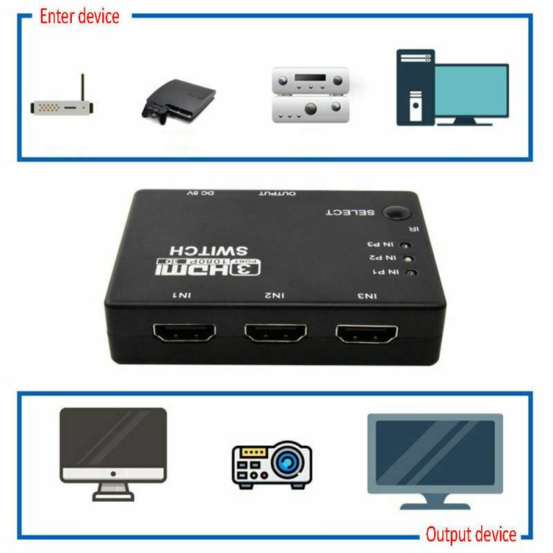 3 x 1 HDMI Switch 4k Splitter Switch Switcher Hub IR Remote 1080p For HD BCG