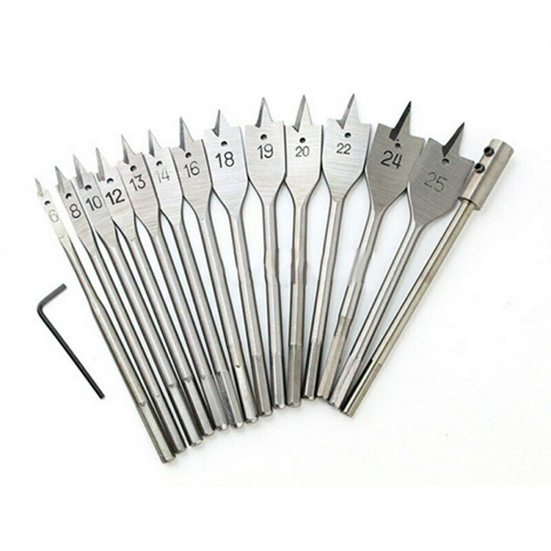 15 Pc Hex Shank Spade Drill Flat Wood Drill Bits Tool Kit | 6-25mm Pra MKH
