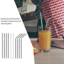 8pcs Stainless Steel Reusable Bent Straight Drink Straws with Cleaner Brush A